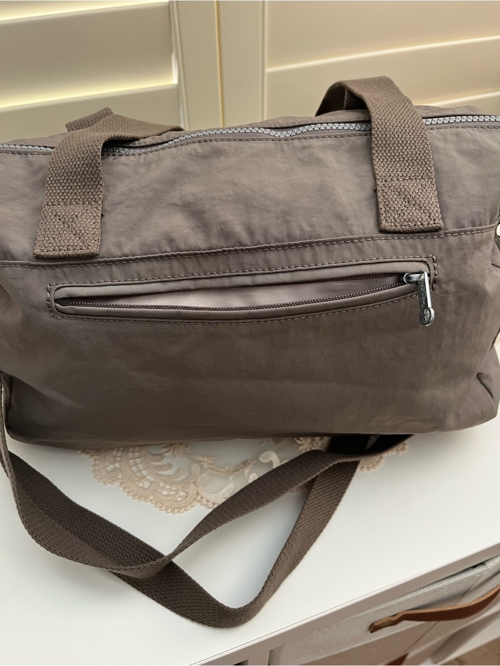 Kipling Cyrene Nylon Taupe Crossbody Satchel - Picture 6 of 12